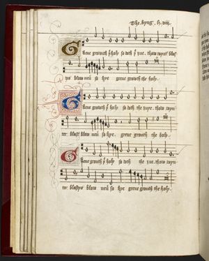 A carol by Henry VIII: Green groweth the Holly (Add MS 31922, f. 37v)