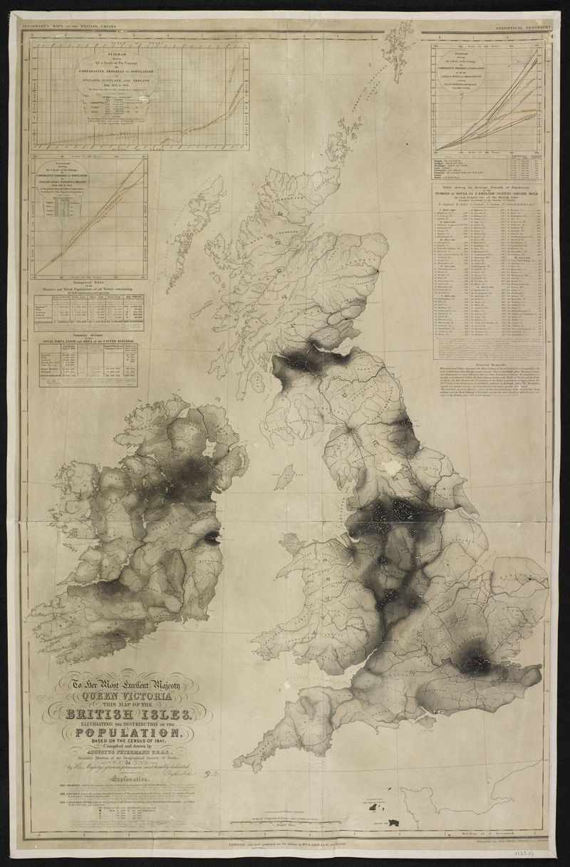 Augustus Petermanns population density map 1841 (credit British Library Board)