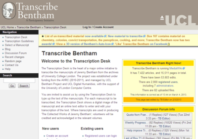 Transcribe Bentham - Transcription Desk