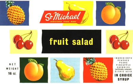 SMALL Fruit Salad Label 1950s