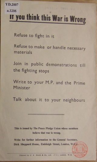 Peace Pledge Union flyer