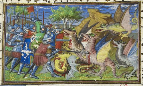 Resultado de imagen de battle dragon medieval painting