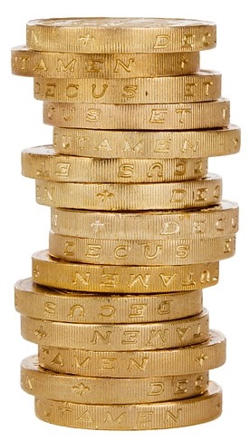 A pile of £1 coins