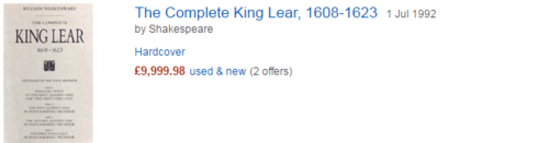 Amazon listing of The King Lear, 1608 -1623