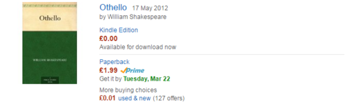 Amazon listing of Othello